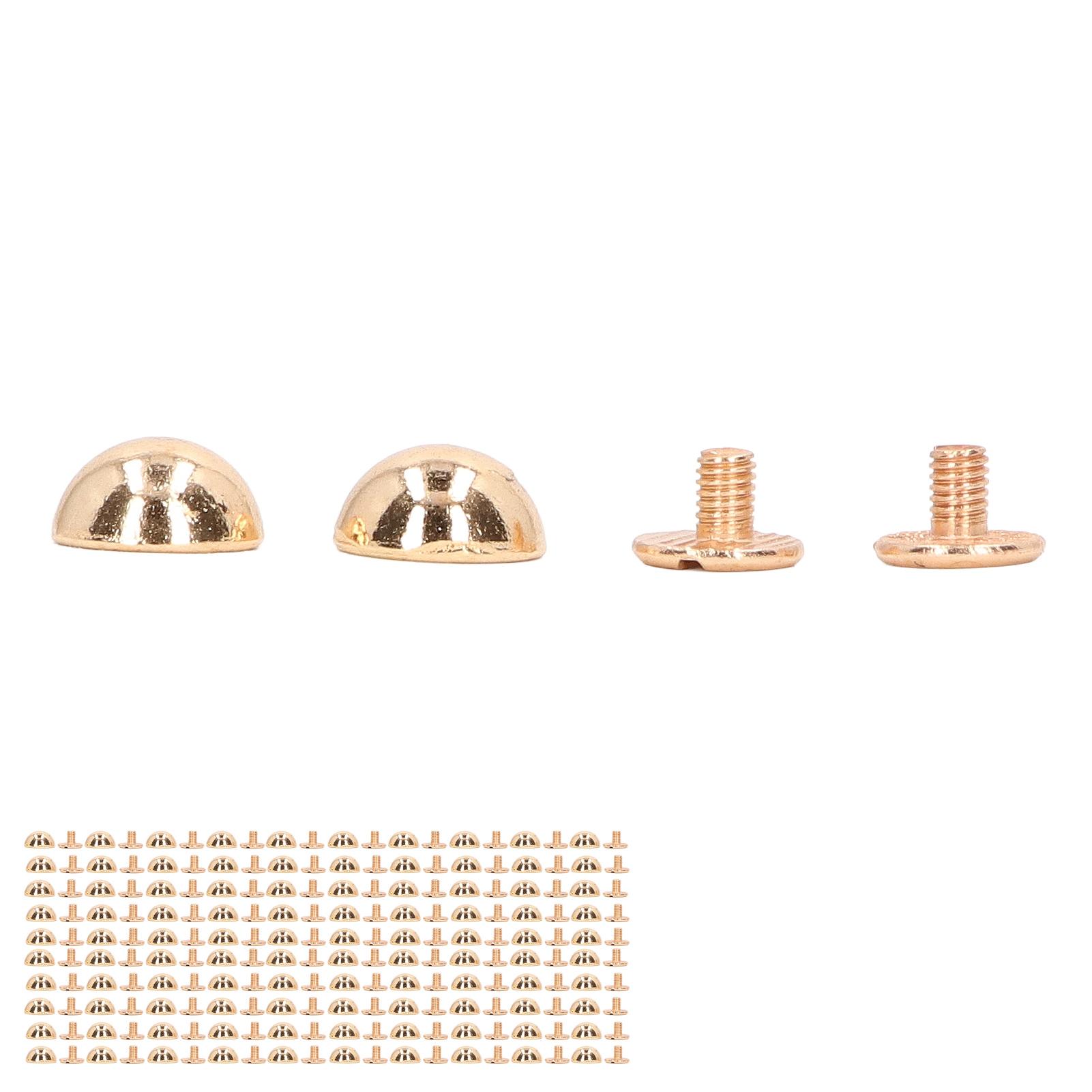 

8мм 100 наборов Комплект кожаных заклепок Круглая форма гриба Гальванические декоративные заклепки Трубчатые металлические шипы для DIY поделок золотой