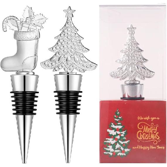 6pcs Wine Bottle Stoppers, Christmas Decorative Wine Stoppers set, Individual Package Reusable Alloy Wine Stopper Suitable for Christmas Party,