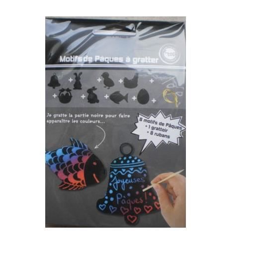 8 motifs de Pâques à gratter 8-10 cm + grattoirs
