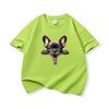 Kids Cotton T Shirt Adorable French Bulldog Zipper Print Crew Neck Short Sleeve Tee Casual Boys Girls Summer Tops