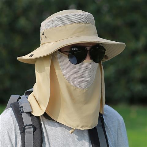 Summer Bucket Hat Sunscreen Mask Hat Integrated Sun Hat Face Cover Ultraviolet Outdoor Mining Work Site Tea Hat
