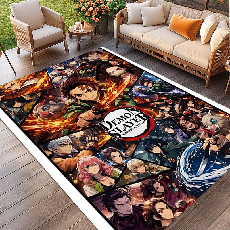 Demon Slayer Print Rug, Washable Floor Carpet, For Entryway Dorm Laundry Room Office Study, Home Decor Birthday Christmas Gift