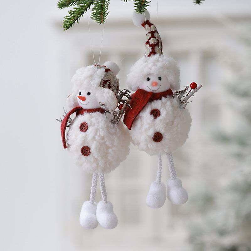 Christmas Angel Snowman Plush Doll Pendant Xmas Tree Hanging Ornaments Party Decor