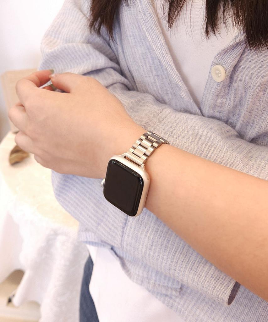 Dijiji Apple Watch 9/8/7/6/5/4/Se/Ultra/38/40/41/45/499Mm Stainless Steel Slim Metal Chain Strap Band