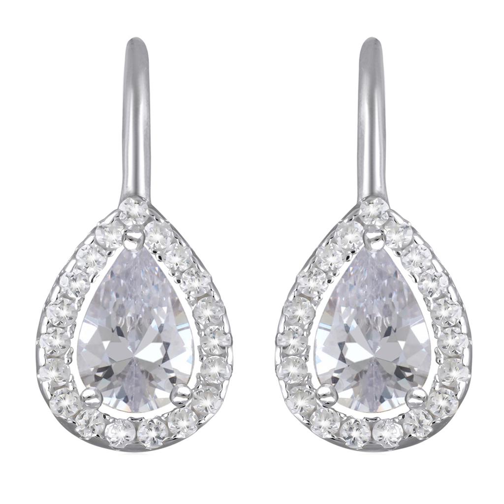 Les Trésors De Lily [Q2988] - Silver Sleepers 'Sissi' Silver White (rhodium-plated) - 10x8 Mm