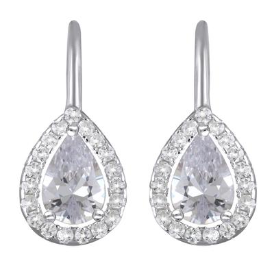 [Q2988] - Brincos de dormir 'Sissi' em prata, branco-prateado (banhado a ródio) - 10x8 mm