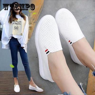 All-match clássico branco sapatos oco respirável antiderrapante macio leve de um passo respirável sapatos femininos sapatos de couro feminino