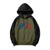 Men's Casual Hooded Drawstring Long Flag Print Sweatshirt With Pockets