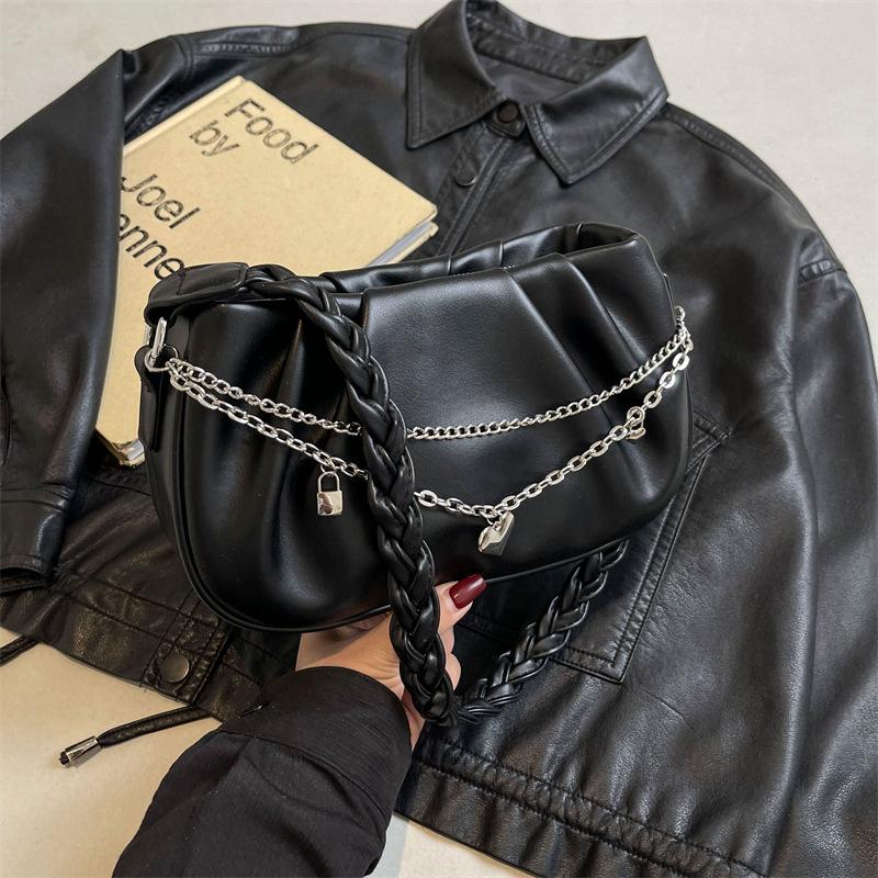 

Summer new niche design bag women s pleated cloud square handbag crossbody versatile underarm bag women чёрный