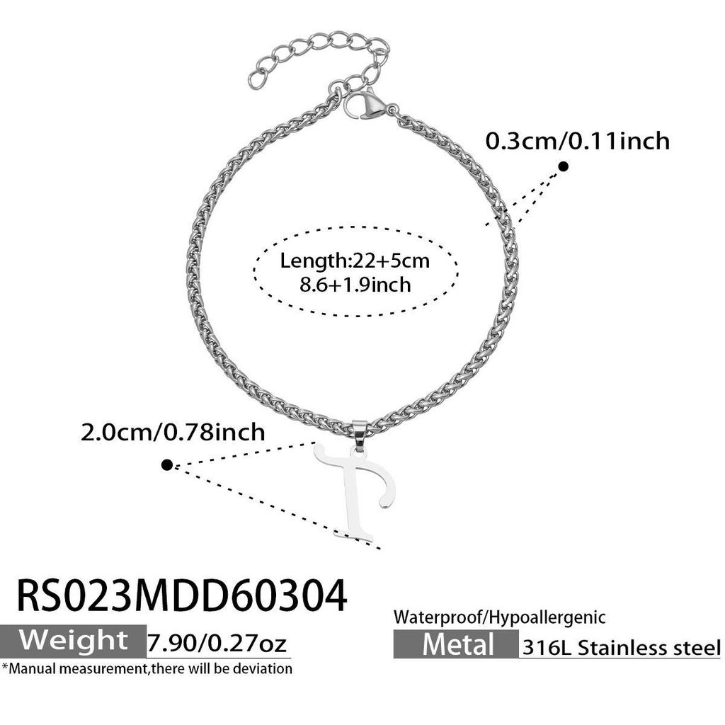 26-Letter Pendant Anklet: Stainless Steel Simple Design Foot Jewelry