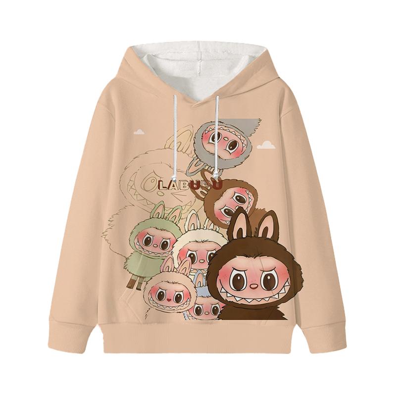 Felpe con cappuccio a manica lunga stampate Labubu per bambini, felpe anime per ragazzi e ragazze, vestiti casual autunnali, giacca leggera, giacche cartoon per bambini, regali 150 violetto
