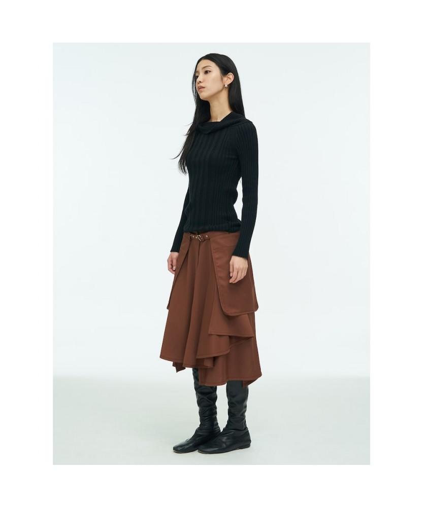 Anggae Tube Neck Rib Pullover Black