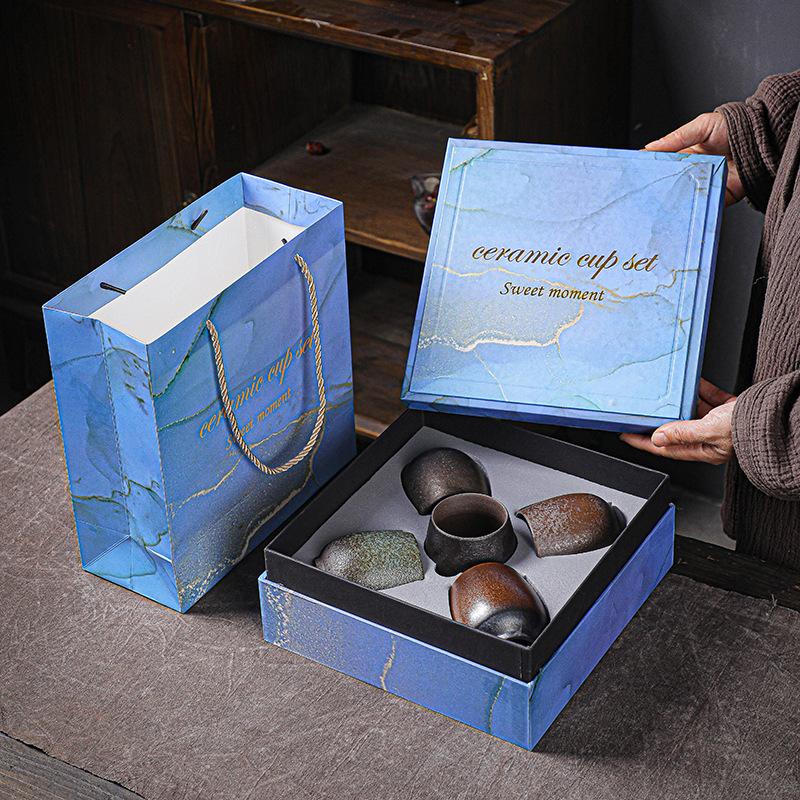 Tazza da maestro ceramica cinque elementi tazza da tè tazza singola grande cambio di forno retrò giapponese ceramica grezza set da tè Kung Fu set di tazze da tè
