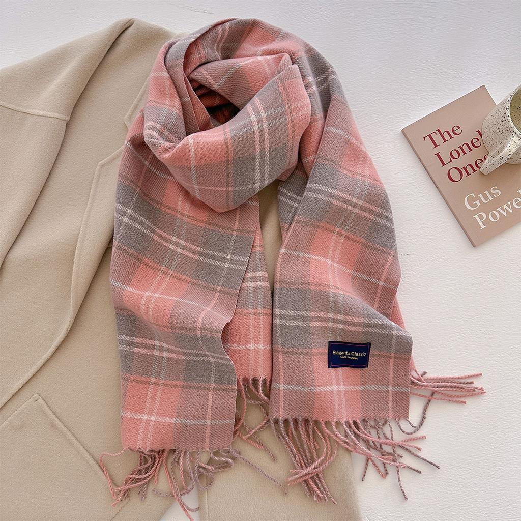 100 Color Autumn Winter Classic Plaid Scarf Women Cashmere Tassels Scarves Thickened Warm Shawl Windproof Pashmina Neckerchief