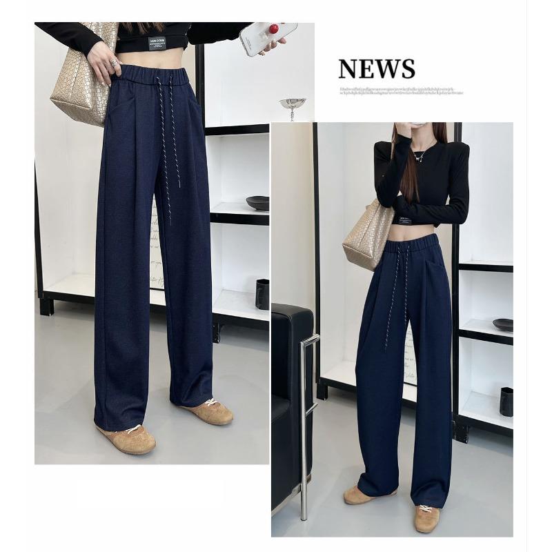 

Джинсовые облачные брюки ленивый ветер универсальная драпировка повседневные брюки женские с высокой талией свободные спортивные подметающие прямые брюки XL [125-72.5 kg] синий