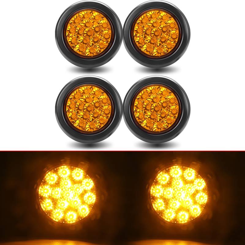 12V 24V Round 4 inch 16 LED Tail Lights Waterproof Brake Turn Signal Reversing Light For Truck Trailer Tractor Lorry Campers Van
