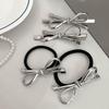 Exquisite Silver Bow Side Bangs Hair Clip for Women - Duckbill Design with Ponytail Ring