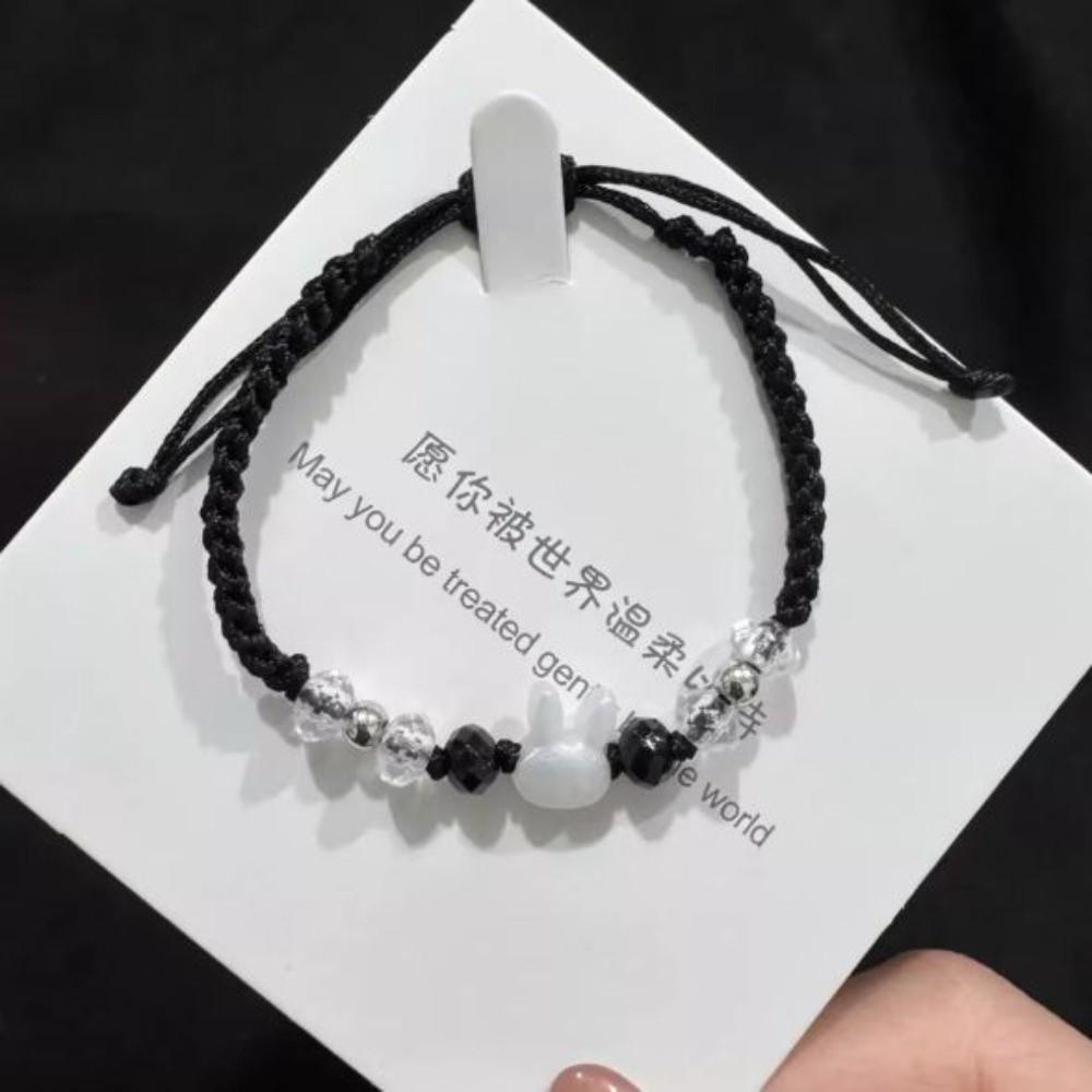

Moonstone Obsidian Couple Bracelet Cute Cat Bracelet Lovely Rabbit Woven Bracelet Couple Wear Style D