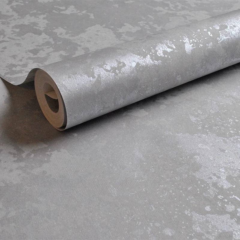

Серебристые блестящие обои с эффектом бетона Металлические обои в индустриальном стиле Однотонные серые обои под бетон для гостиной Papel De Parede 9.5mx53cm