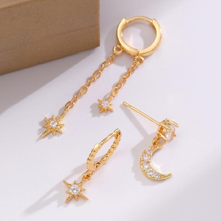 Three Part Mismatched Glowing Earrings Set Delicate Mixture Posts For Everyday Wear And Special Incidents