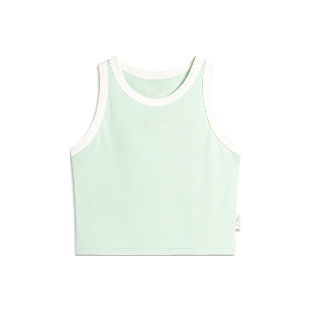 Li Ning Weekend Youth Color Blocked Knitted Tank Top Women Tops Ice-Green AVSU492-8
