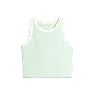 Li Ning Weekend Youth Color Blocked Knitted Tank Top Women Tops Ice-Green AVSU492-8