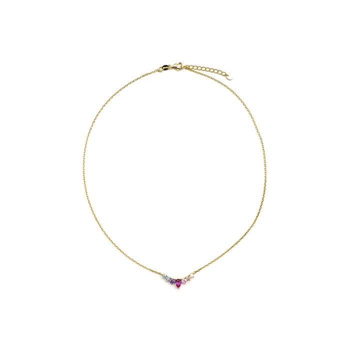 Collier Luxenter en argent 925 et zircon multicolore finition or 18k - Narxo