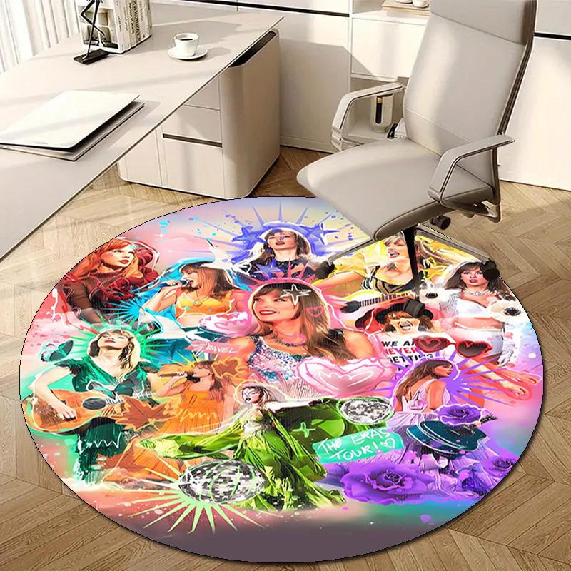 1pc Taylor Swift2 Design Printed Area Round Carpet for Bedroom Living Room Home Decor Rugs Mat Non Slip Mat Rug for Bedside