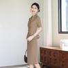 Women's Light Khaki Short-Sleeve Blazer Suit