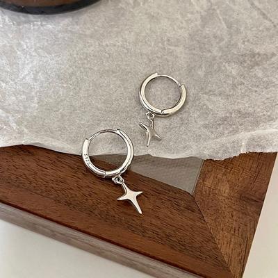 Four-pointed Star Pendant Ear Buckle Star Earrings Cold Style Design New Style Earrings