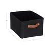 Black Canvas Polyester Storage Basket with Handles Decorative Organizational Container Home Office Shelving Linen Supplies 15L x