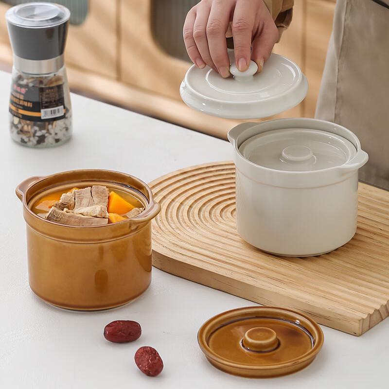 ZISIZ Double-Lid Ceramic Stew Pot Set