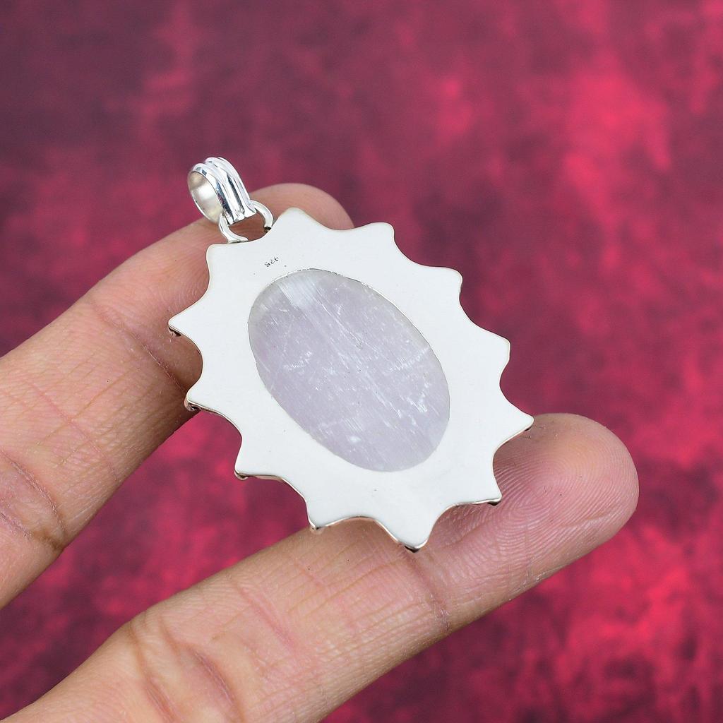 Pandantiv Selenit Argint Sterling 925 Masiv, Bijuterii Pandantiv cu Piatră Prețioasă Făcută Manual, Cadouri Pentru Soție Pandantiv Nou