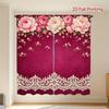 2PCS Digital Printed Curtains, Rose Pink Peony Pattern, Elegant Luxurious Style for Living Room Bedroom Apartment Home Decor