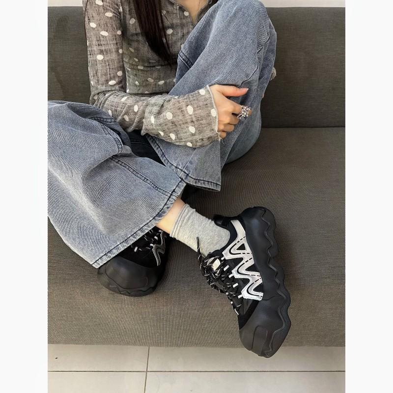 Sports trendy shoes 2025 autumn new breathable versatile star ugly cute thick-soled heightening casual soft-soled tire shoes women