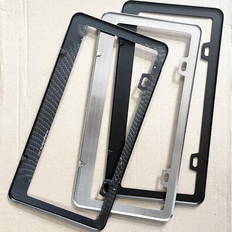 Universal Alloy License Plate Frame Black Carbon Bracket American Auto Accessory Fiber Number Plate TAG Cover for Front Rear