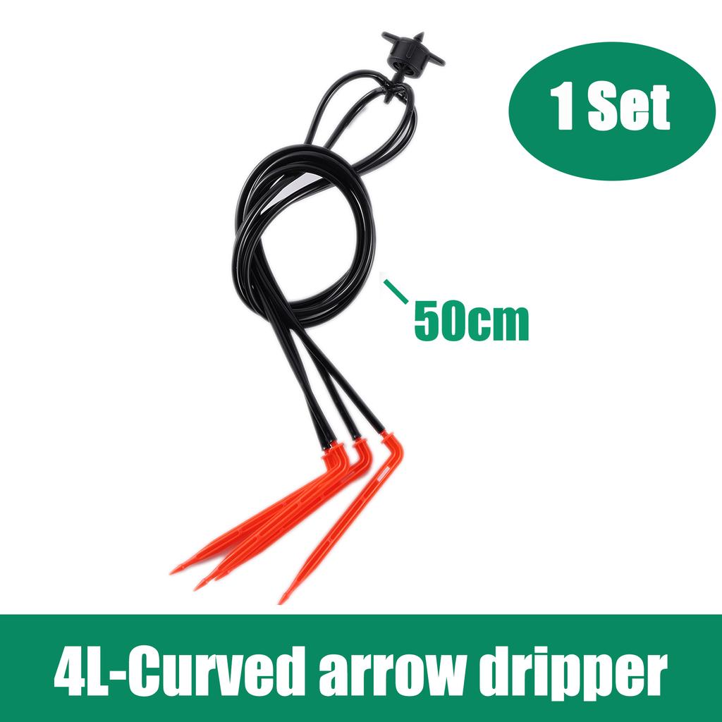 Greenhouse Curved Arrow Drip Irrigation Kit 2L/4L/8L Steady Flow Booster Dripper 1 Out 2, 1 Out 4, 3/5mm Hose Garden Irrigation