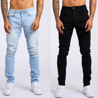 Pantalon en denim noir taille haute pour homme, coupe slim européenne et américaine