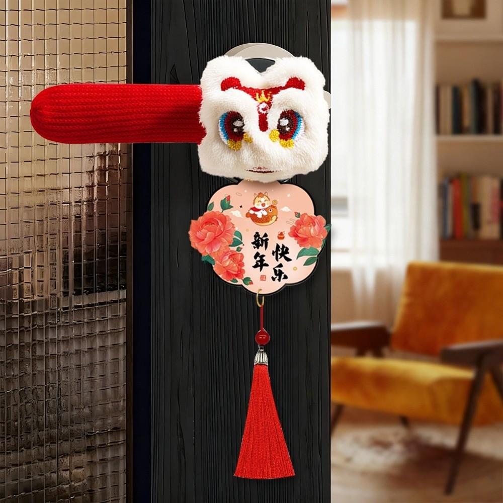 2026 New Year Door Knob Cover Anti-Static Handmade Door Knob Protector Antifreeze Hands Anti-Collision Lion Dance Pendant