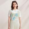 Women's Mulberry Silk Blend Floral Print Short-Sleeve T-Shirt