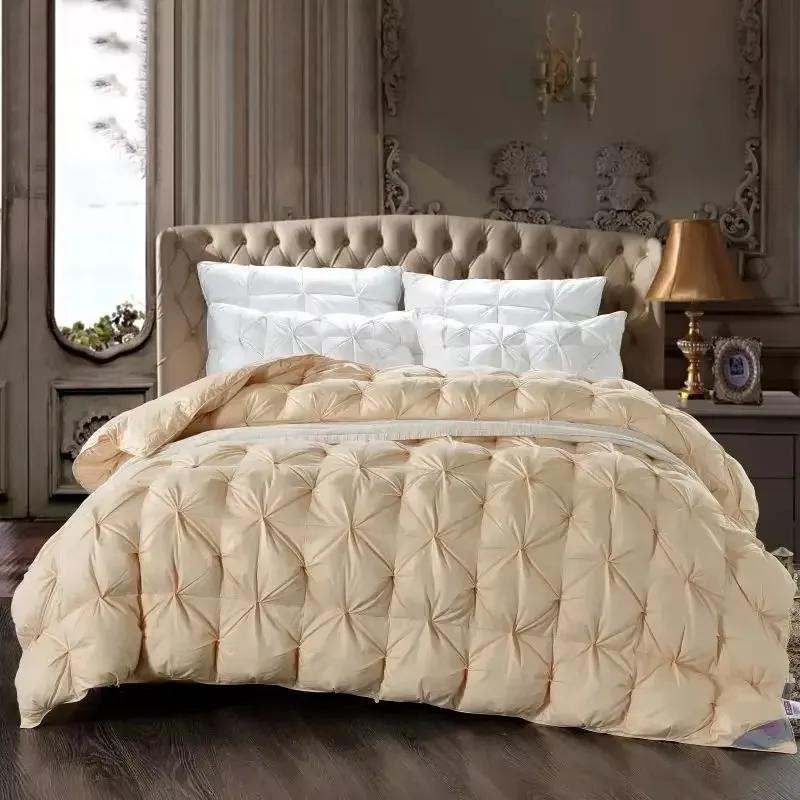 High-quality 100% White Goose Down Duvet Winter Comfortable Warmth Comforter King Keep Warm Anti-drilling Goose Down Quilt Queen