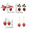 Vintage Strawberry Drop Earrings Green Leaves Dainty Simulated Fruit Earrings Bow Lovely Style Flower Drop Earrings Party