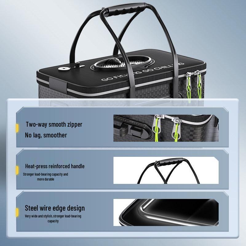 HANDUNYOU Portable Folding Fishing Box with Aerator