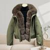 Womens Winter Puffer Coat With Detachable Faux Fur Collar Loose Fit Warm Cotton-Padded Jacket Cold Weather