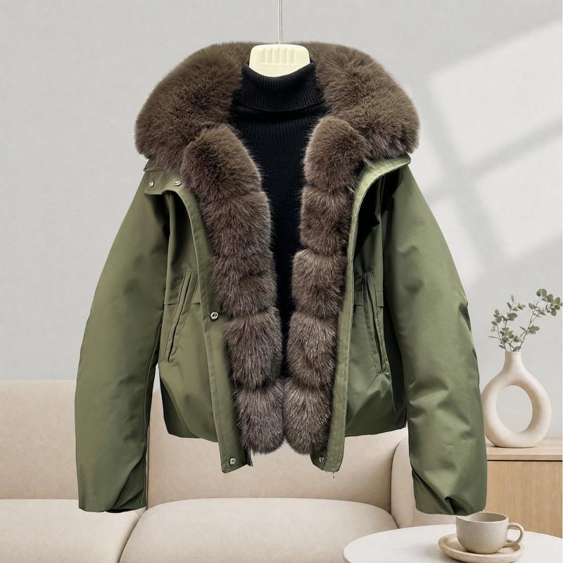 Womens Winter Puffer Coat With Detachable Faux Fur Collar Loose Fit Warm Cotton-Padded Jacket Cold Weather