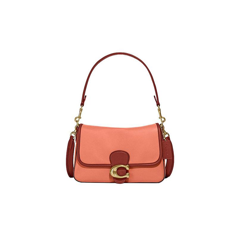 

COACH Tabby 26 color block detachable shoulder strap cow leather hand-held crossbody bag medium size women s blush pink/brown коричневий