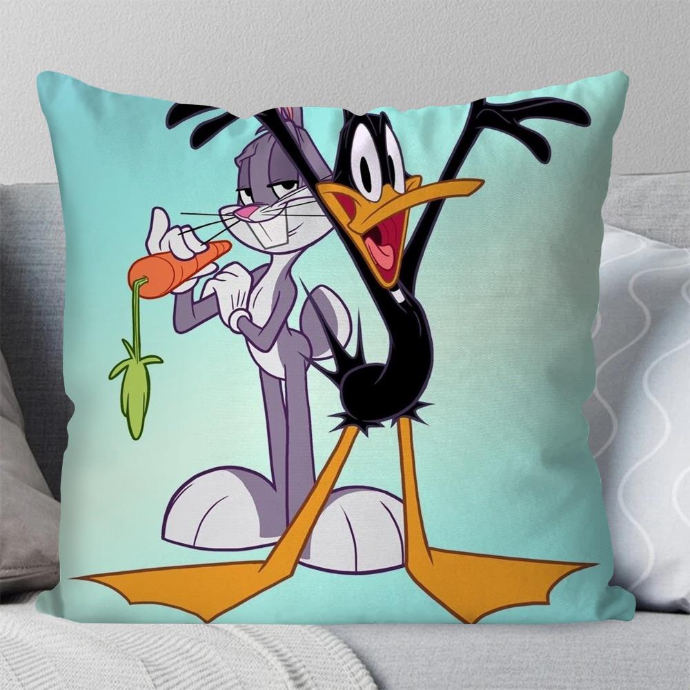 Мультяшная наволочка Looneys T-Tunes Квадратная подушка Спальня Диван Досуг Комфортная подушка Автомобиль Гостиная Домашнее украшение 40X40 18x18Inch