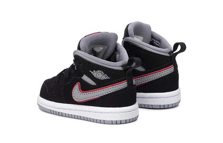 Kids' Sneakers Nike Jordan 1 Mid Black Particle Grey Gym Red (TD) Black/Particle Grey-White-Gym Red