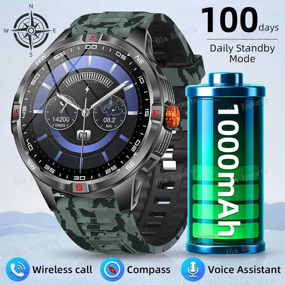

Smart Watch Compass Waterproof Health&Sleep Monitoring Large Battery Capacity 100+ Sport Modes Men Women Smartwatch Outdoor 1000 MAH