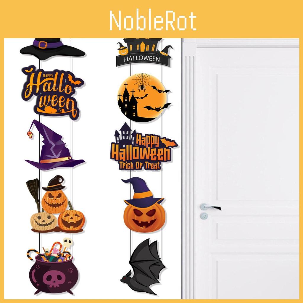 Halloween Party Door Hanger With Paper Pumpkin And Bat Design For Indoor And Outdoor Use